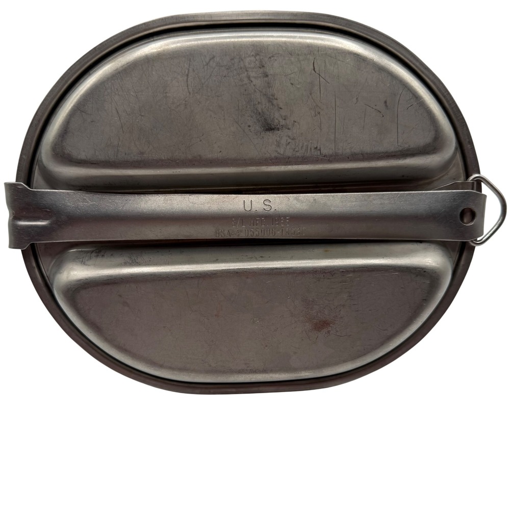 Vintage 1965 US Military Mess Kit S/L MFG Stainless Steel Pan Tray Utensils Set